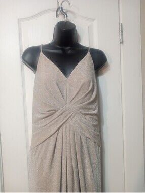 Metallic Champagne Evening Gown — Adrianna Papell, Size 12